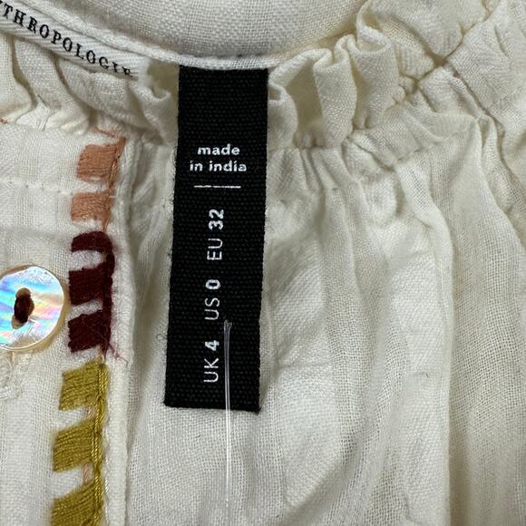 Anthropologie Akemi + Kin Boho Embroidered Top size 0 NWT 100% cotton XS - Picture 3 of 16
